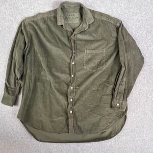 Frank & Eileen Corduroy Button Up Shirt Long Sleeve Green XXS Shirley *Flawed